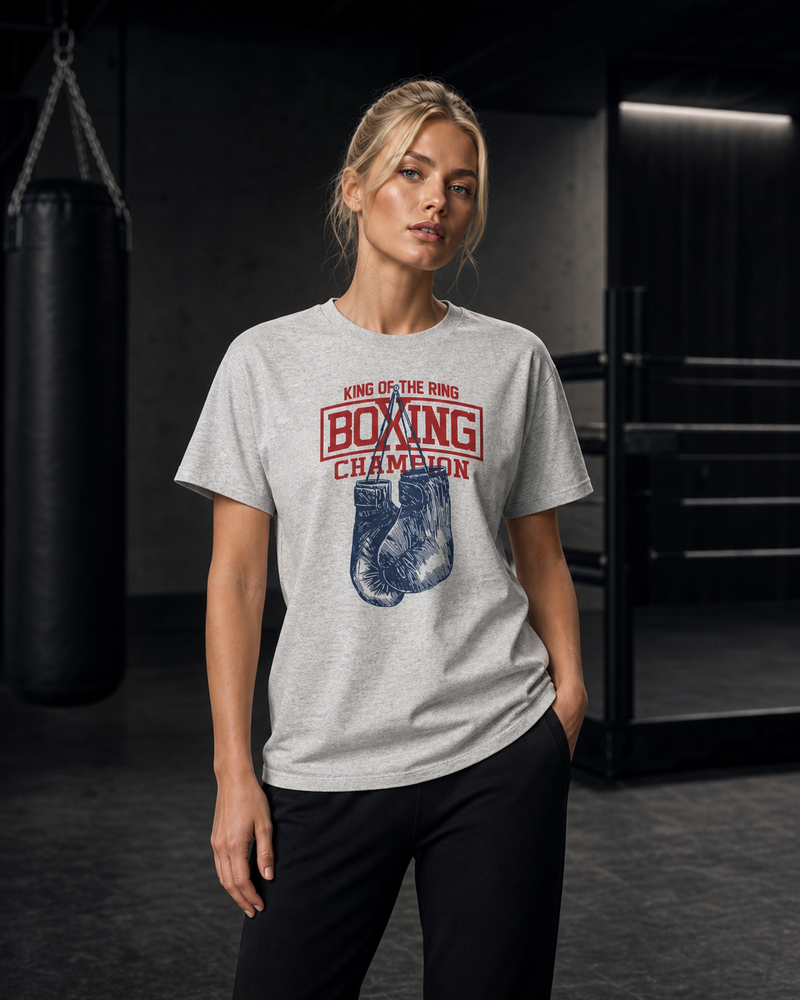 King of the Ring Training Tee light variant on ATHENIS female model