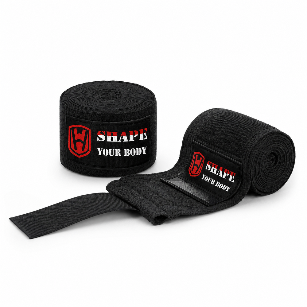 Cotton Boxing Hand Wraps — black 3/5 m product packshot — synthetic creative