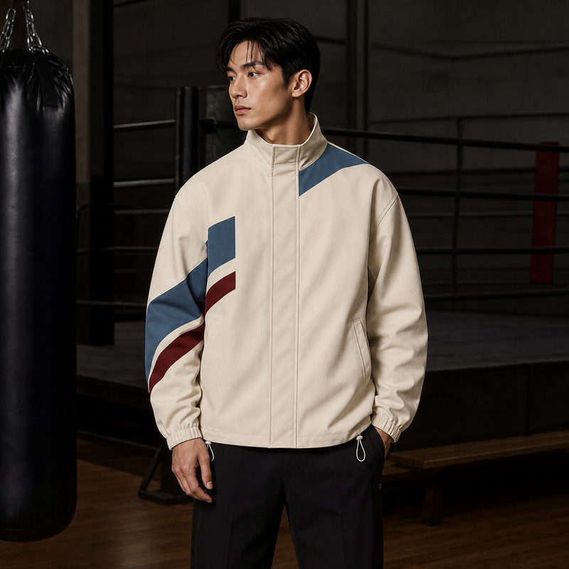 Sandstone Patchwork Training Jacket, model view